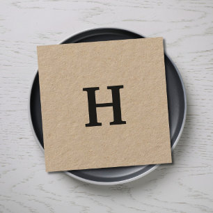 Professionell Elegant Minimal Kraft Black Monogram Fyrkantigt Visitkort