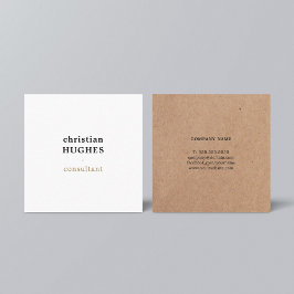 Professionell Elegant Minimal Kraft Brown White Fyrkantigt Visitkort