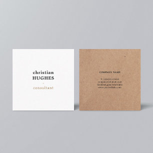 Professionell Elegant Minimal Kraft Brown White Fyrkantigt Visitkort