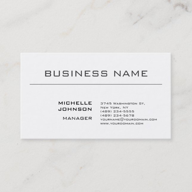 Professionell Elegant - minimalistisk vit svart, v Visitkort (Framsida)
