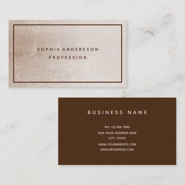 Professionell Elegant Modern Beige Brown Business  Visitkort (Fram/baksida)