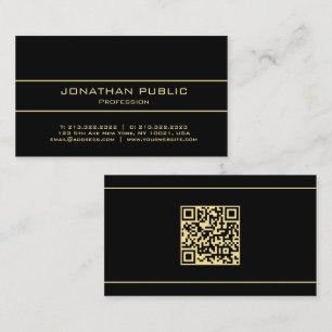 Professionell Elegant Modern Black & Guld Visitkort