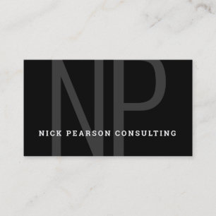 Professionell Elegant Modern Black Monogram Initia Visitkort