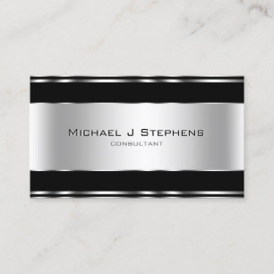 Professionell Elegant Modern Black och Silver Visitkort