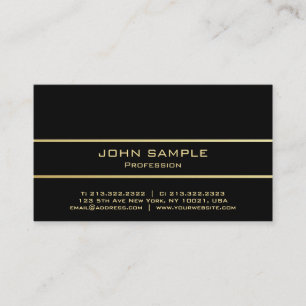 Professionell Elegant Modern Black Plain Guld Linj Visitkort