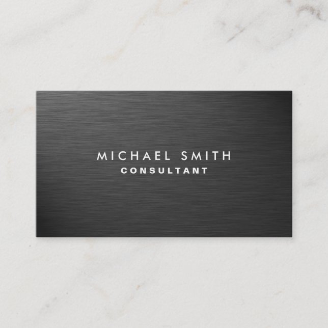 Professionell Elegant Modern Black Plain Metall Visitkort (Framsida)