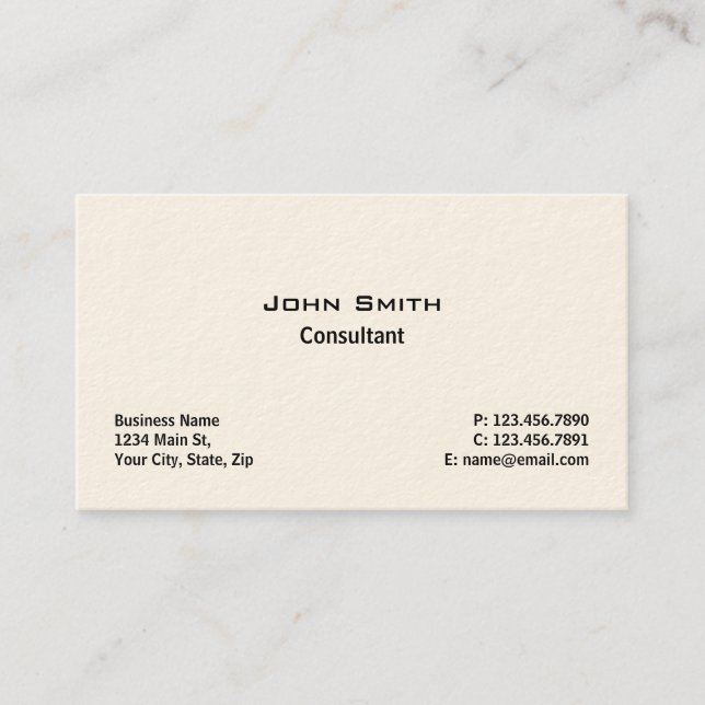 Professionell Elegant Modern enkel, enkel Cream Visitkort (Framsida)