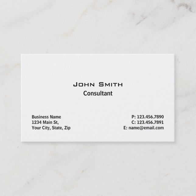 Professionell Elegant Modern enkel vit sladd Visitkort (Framsida)