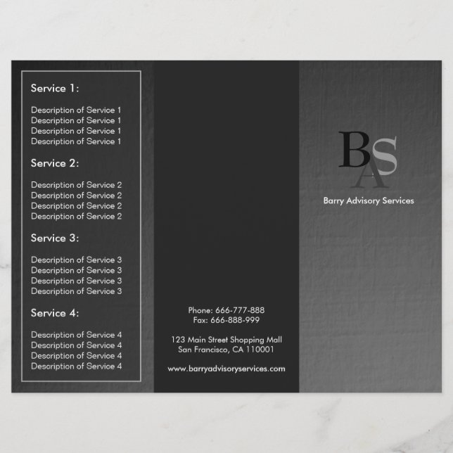 Professionell Elegant Modern Grått Black Brochure (Framsida)