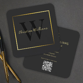 Professionell Elegant Modern Minimalist Black Guld Fyrkantigt Visitkort