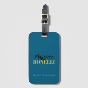 Professionell elegant modern minimalistisk blå gul bagagebricka