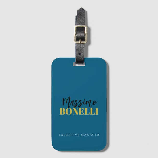 Professionell elegant modern minimalistisk blå gul bagagebricka (Framsida vertikal)