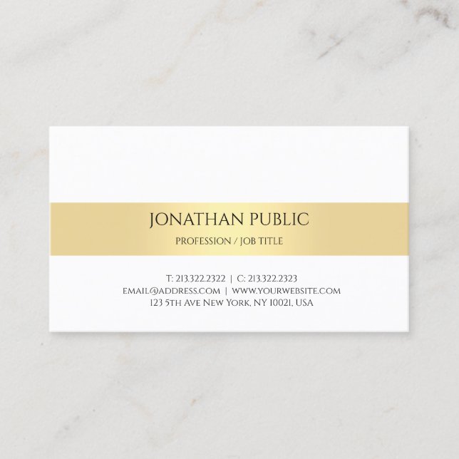 Professionell Elegant Modern minimalistisk Guld Wh Visitkort (Framsida)
