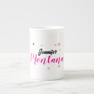Professionell elegant modern minimalistisk namn benporslin mugg