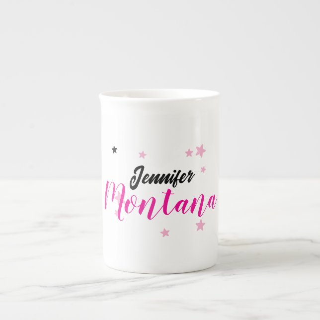 Professionell elegant modern minimalistisk namn benporslin mugg (Framsidan)