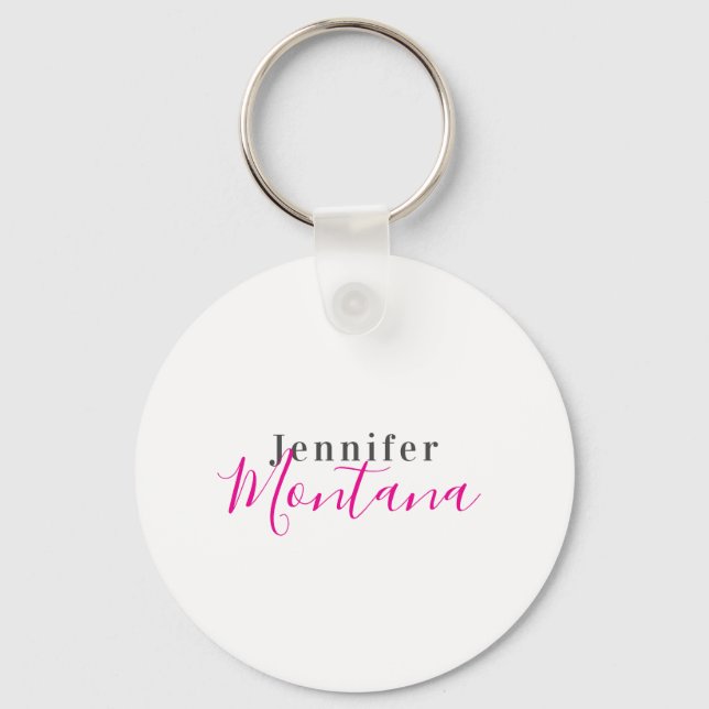 Professionell elegant modern minimalistisk namn nyckelring (Framsida)