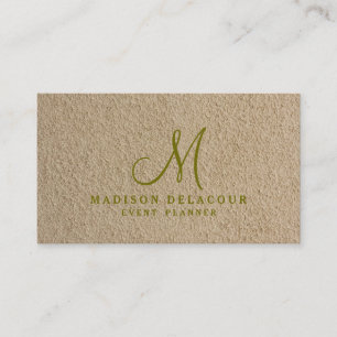 Professionell Elegant Modern Monogram Beige Sand Visitkort