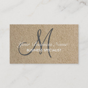 Professionell Elegant Modern Monogram Beige Sand Visitkort