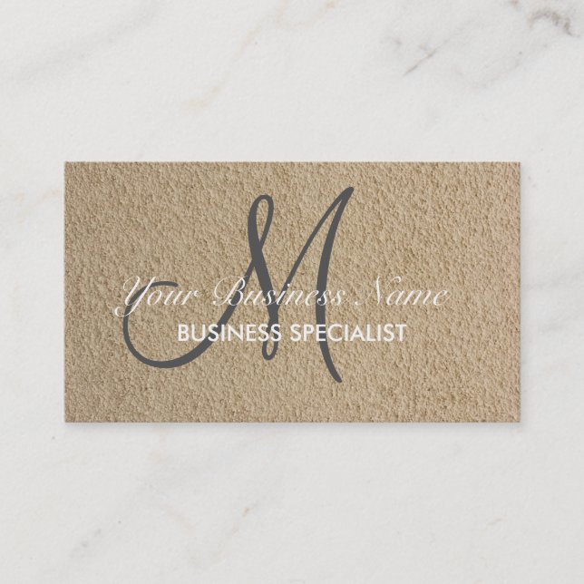 Professionell Elegant Modern Monogram Beige Sand Visitkort (Framsida)