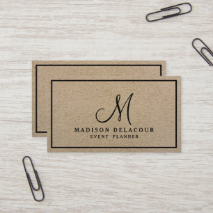 Professionell Elegant Modern Monogram Beige Sand Visitkort