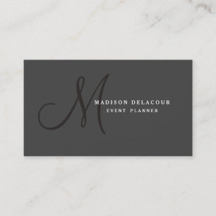 Professionell Elegant Modern Monogram Black & Whit Visitkort