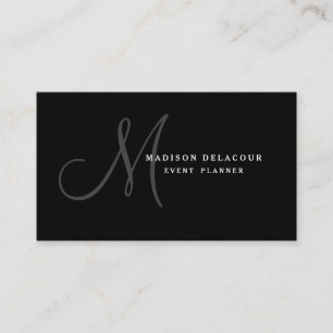 Professionell Elegant Modern Monogram Black & Whit Visitkort