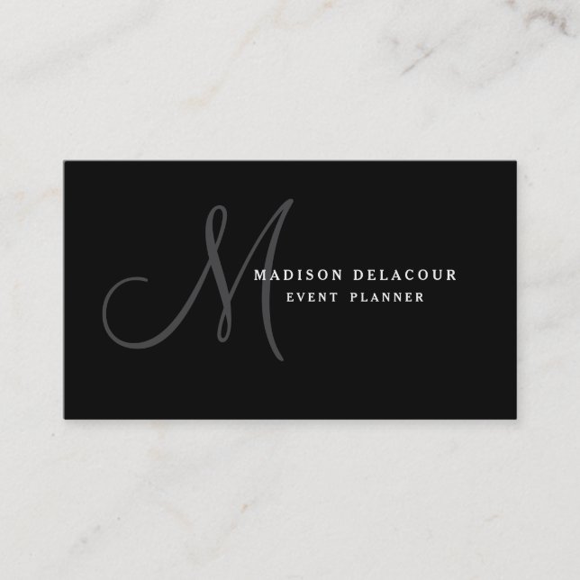 Professionell Elegant Modern Monogram Black & Whit Visitkort (Framsida)