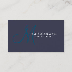 Professionell Elegant Modern Monogram Blue & White Visitkort