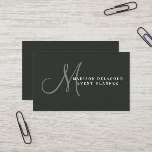 Professionell Elegant Modern Monogram Blue & White Visitkort
