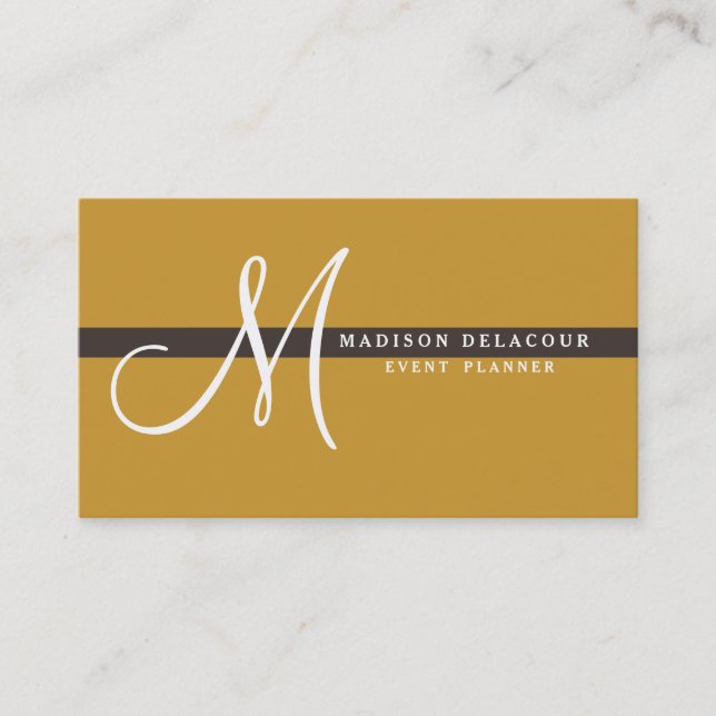 Professionell Elegant Modern Monogram Guld & White Visitkort (Framsida)