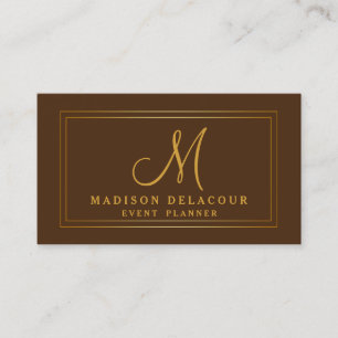 Professionell Elegant Modern Monogram Guld & White Visitkort