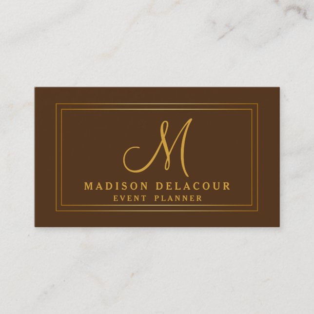 Professionell Elegant Modern Monogram Guld & White Visitkort (Framsida)