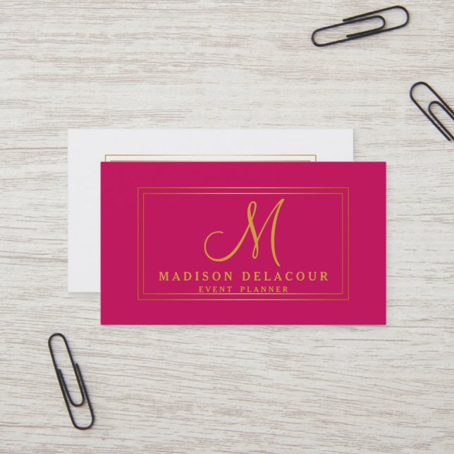 Professionell Elegant Modern Monogram Guld & White Visitkort (Fram/Back In Situ)