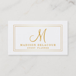 Professionell Elegant Modern Monogram Guld & White Visitkort