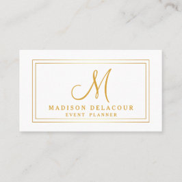 Professionell Elegant Modern Monogram Guld & White Visitkort