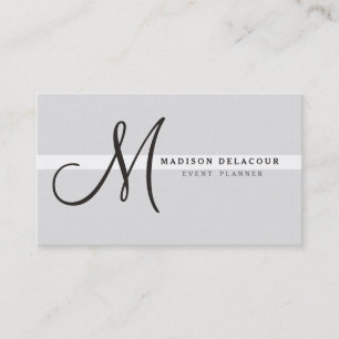 Professionell Elegant Modern Monogram Silver Visitkort