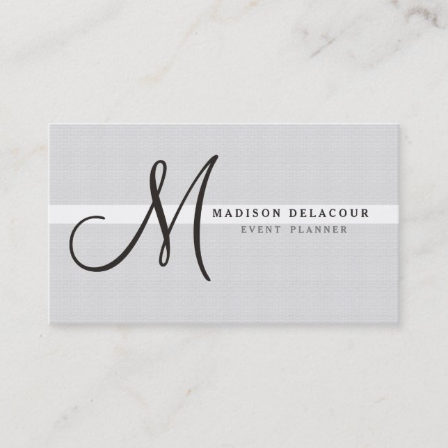 Professionell Elegant Modern Monogram Silver Visitkort (Framsida)