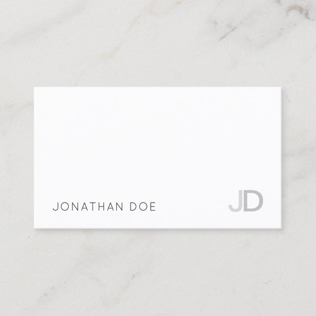 Professionell Elegant Modern Monogram White Plain Visitkort (Framsida)