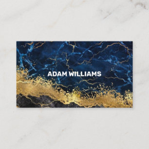 Professionell Elegant Modern Navy Blue Guld Marble Visitkort