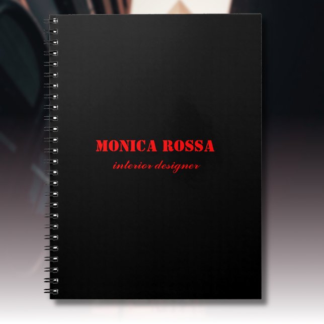 Professionell Elegant Modern Neon Red Black Anteckningsbok (Skapare uppladdad)