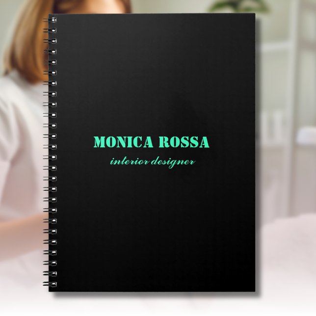 Professionell Elegant Modern Neon Teal Black Anteckningsbok (Skapare uppladdad)