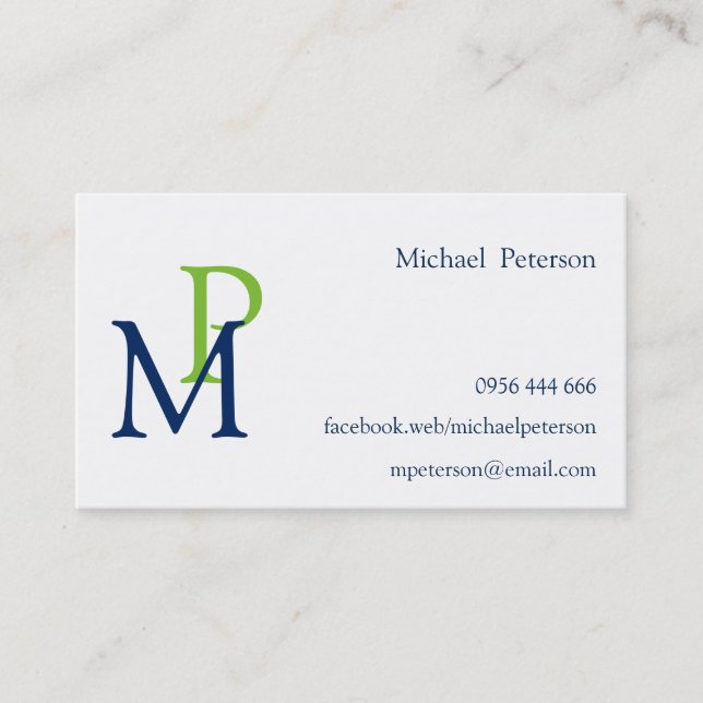Professionell Elegant Modern Personlig Monogram Visitkort (Framsida)