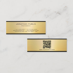 Professionell Elegant Modern QR-kod Svart Och Guld Mini Visitkort