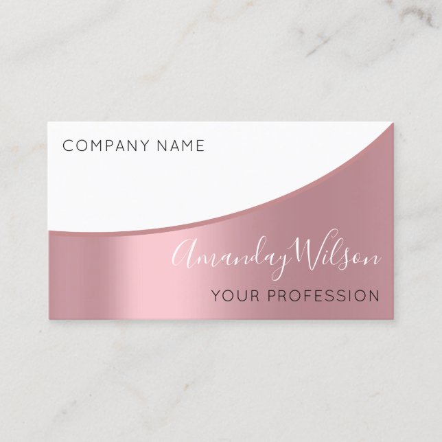 Professionell Elegant Modern Ro White Metallic Visitkort (Framsida)