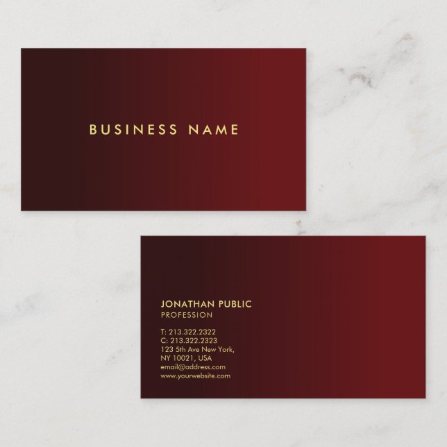 Professionell Elegant Modern Röd Och Guld Mall Visitkort (Fram/baksida)