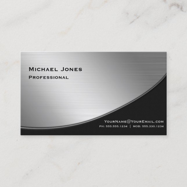 Professionell Elegant Modern Silver Svart Visitkort (Framsida)