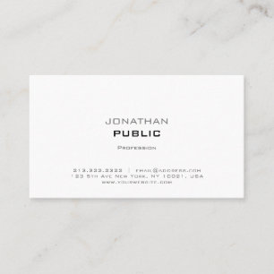 Professionell Elegant Modern Sleek White Plain Visitkort
