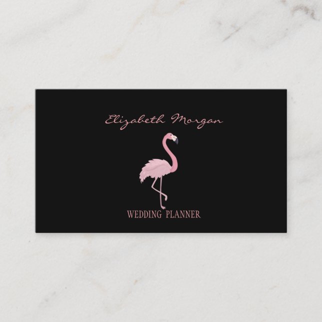 Professionell Elegant Modern Svart, Rosa Flamingo Visitkort (Framsida)