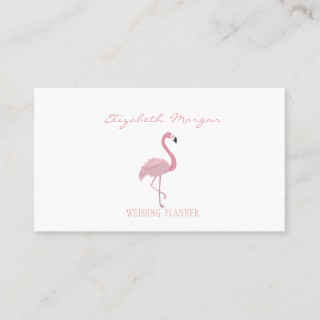 Professionell Elegant Modern Vit, Rosa Flamingo Visitkort (Framsida)