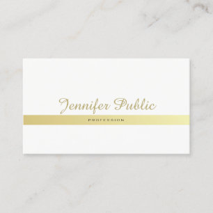 Professionell Elegant Modern White Guld Plain Visitkort
